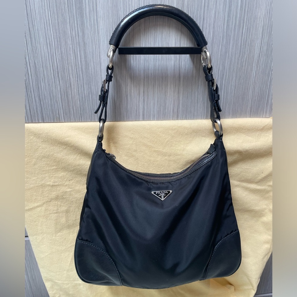 PRADA Black Nylon and leather bag